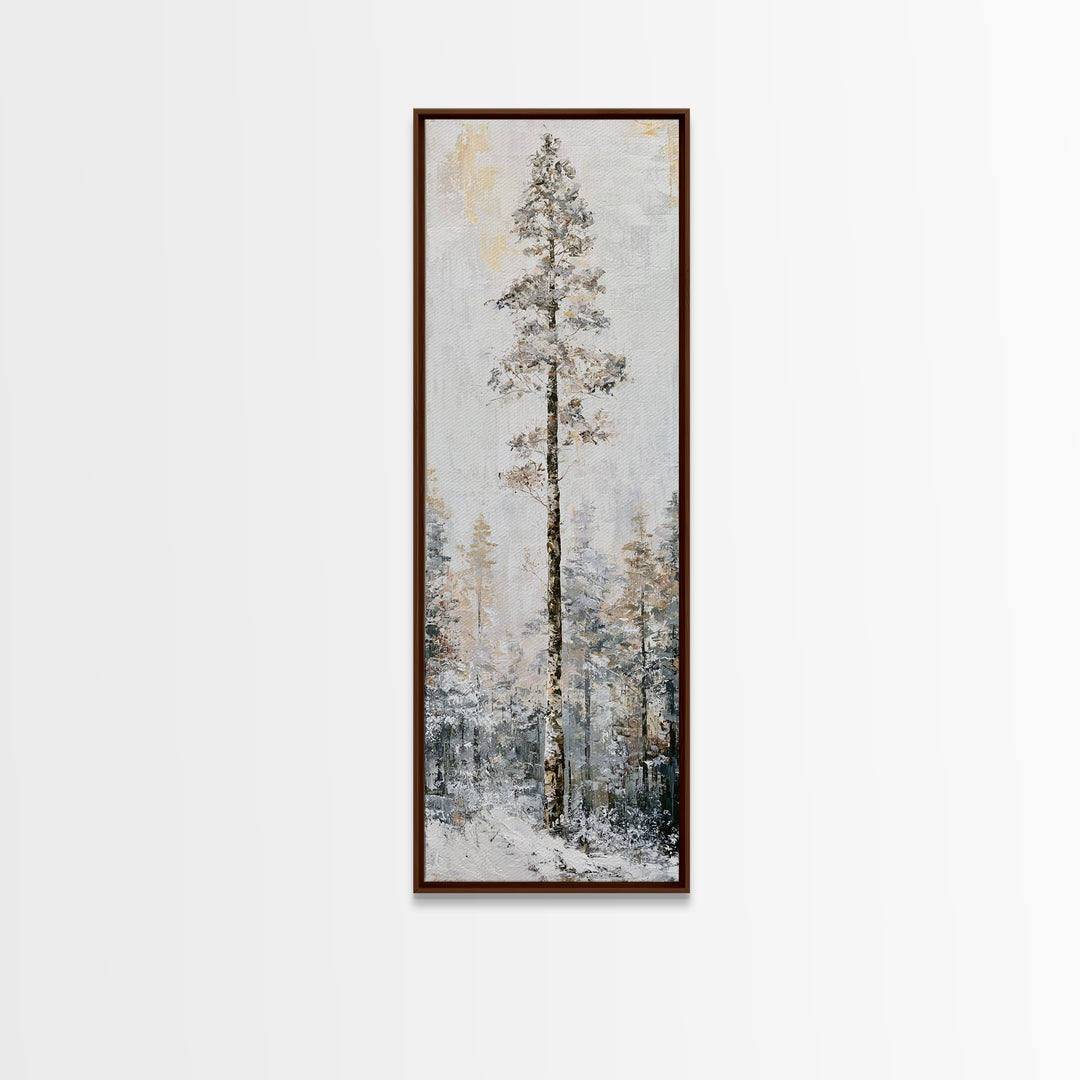 Snowy Nordic Forest Canvas Print, Scandinavian Art, Printable, Living Room Decor, Oil Painting, Nordic, Abstract Wall Art, SCA-1x3-13