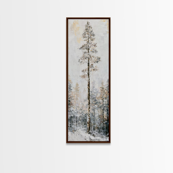 Snowy Nordic Forest Canvas Print, Scandinavian Art, Printable, Living Room Decor, Oil Painting, Nordic, Abstract Wall Art, SCA-1x3-13