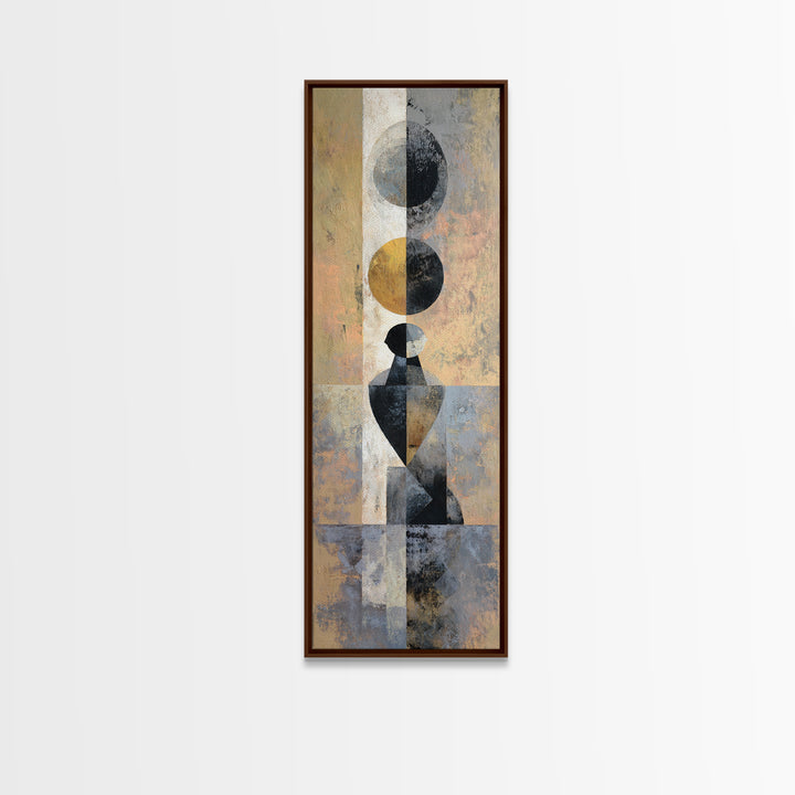 Soft Beige Geometric Abstraction Framed Canvas Print, Scandinavian Art, Modern Wall Art, Living Room Decor, Fine Art, Nordic, SCA-1x3-15