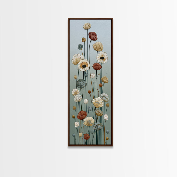 Minimal Meadow Flowers Canvas Print, Scandinavian Art, Neutral Decor, Living Room Decor, Oil Painting, Nordic, Wall Decor, SCA-1x3-22