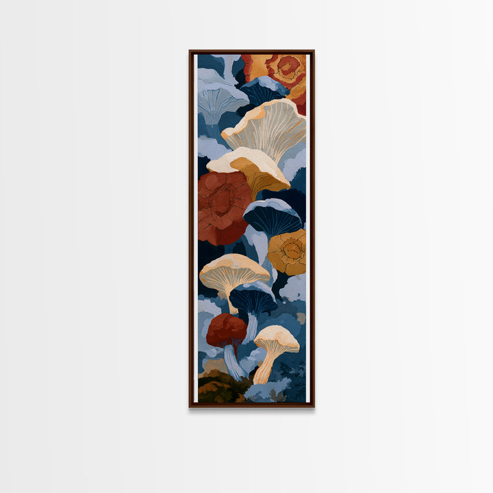 Simple Mushroom and Moss Forest Study Canvas Print, Scandinavian Art, Boho Wall Art, Living Room Decor, Fine Art, Nordic, SCA-1x3-60