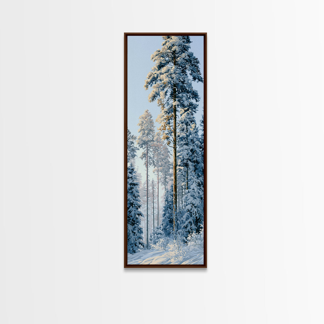 Snowy Nordic Forest Framed Canvas Print, Scandinavian Art, Digital Wall Art, Living Room Decor, Fine Art, Nordic, Boho Decor, SCA-1x3-61