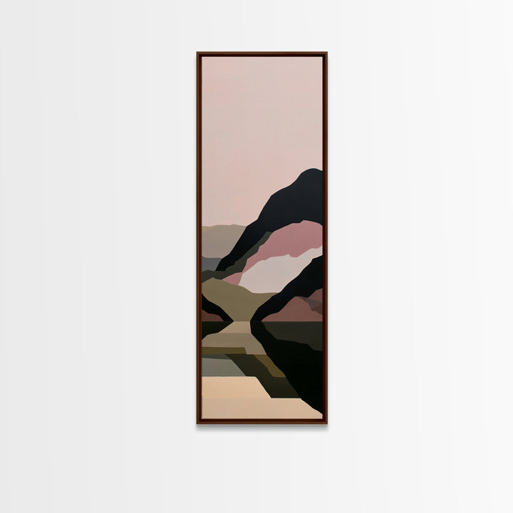 Minimal Fjord Landscape Framed Canvas Print, Scandinavian Art, Contemporary Art, Living Room Decor, Oil Painting, Nordic, SCA-1x3-62