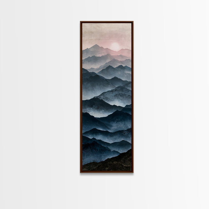 Muted Mountain Layers Canvas Print, Scandinavian Art, Floral Wall Art, Living Room Decor, Fine Art, Nordic, Minimalist Decor, SCA-1x3-68
