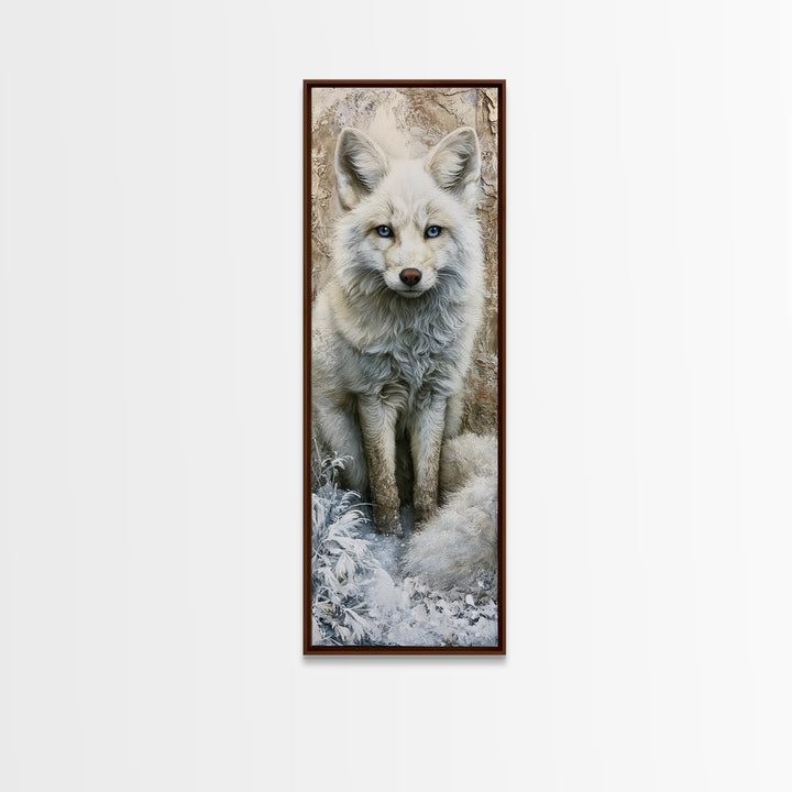 White Fox in Quiet Snow Canvas Print, Scandinavian Art, Modern Art, Living Room Decor, Fine Art, Nordic, Contemporary Art, SCA-1x3-72