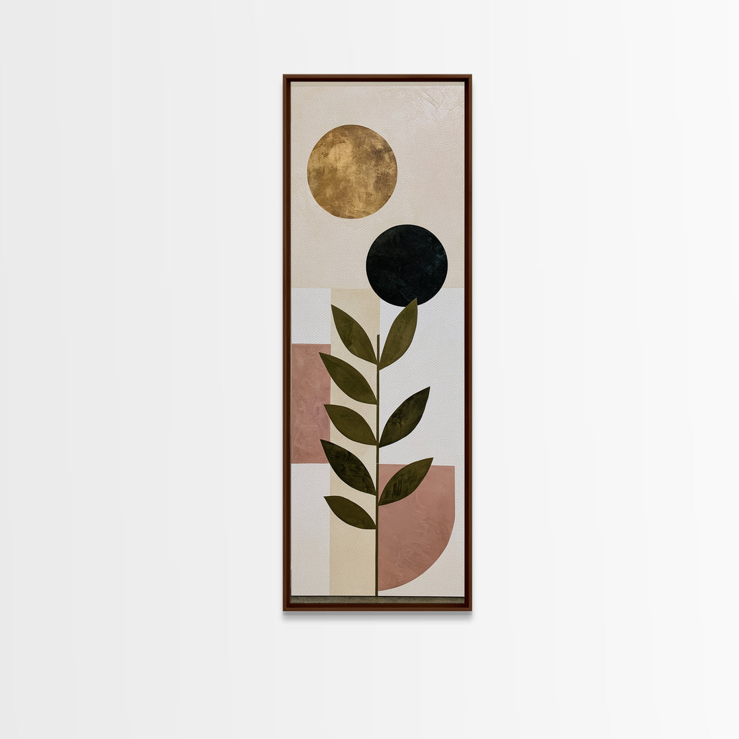Minimal Sun over Pine Forest Canvas Print, Scandinavian Art, Original Painting, Living Room Decor, Nordic, Modern Wall Art, SCA-1x3-77