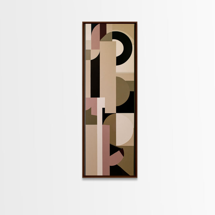 Soft Beige Geometric Abstraction Framed Canvas Print, Scandinavian Art, Wall Decor, Living Room Decor, Abstract Art, Nordic, SCA-1x3-87