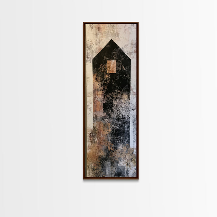 Simple Black House Shape Framed Canvas Print, Scandinavian Art, Decor, Living Room Decor, Fine Art, Nordic, Printable Art, SCA-1x3-91