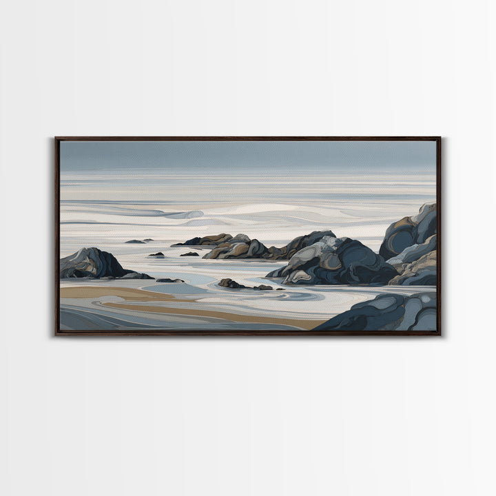 Minimal Sun over Pine Forest Framed Canvas Print, Scandinavian Art, Digital Wall Art, Living Room Decor, Fine Art, Nordic, SCA-2x1-13
