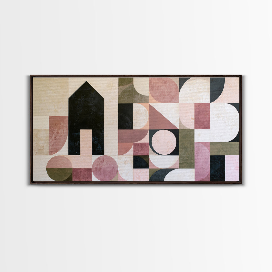 Simple Black House Shape Framed Canvas Print, Scandinavian Art, Room Decor, Living Room Decor, Nordic, Mid Century Modern, SCA-2x1-27