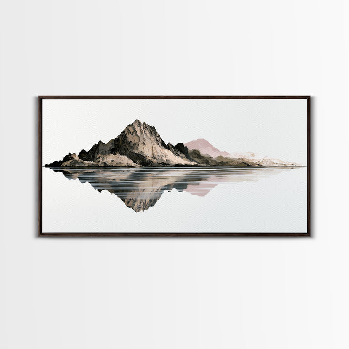 Minimal Fjord Landscape Framed Canvas Print, Scandinavian Art, Printable Wall Art, Living Room Decor, Fine Art, Nordic, SCA-2x1-46