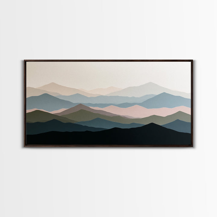 Muted Mountain Layers Canvas Print, Scandinavian Art, Printable, Living Room Decor, Fine Art, Nordic, Abstract Wall Art, SCA-2x1-52