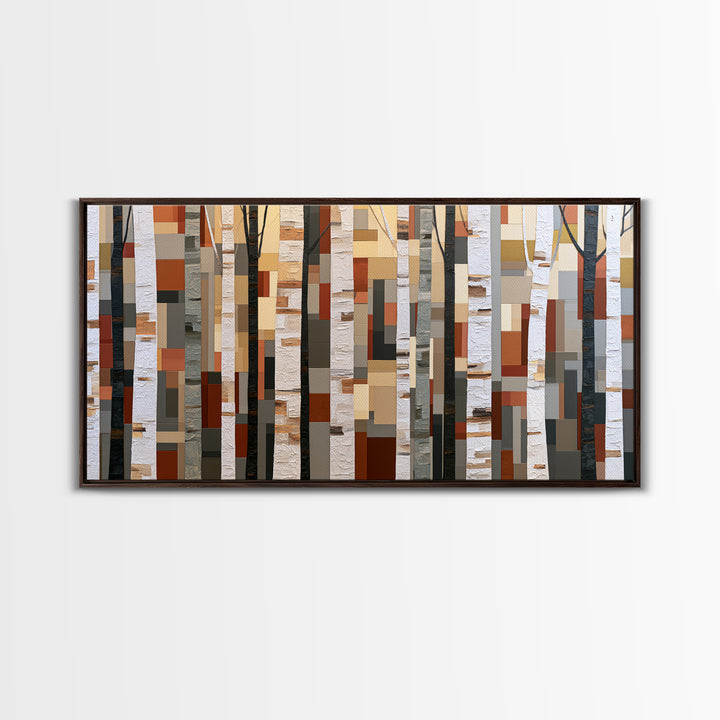Birch Tree Trunks Canvas Print, Scandinavian Art, Wall Art Print, Living Room Decor, Oil Painting, Nordic, Fine Art Print, SCA-2x1-53