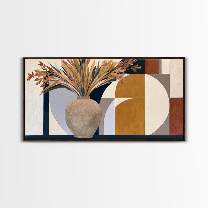 Ceramic Vase with Dried Grasses Canvas Print, Scandinavian Art, Printable Art, Living Room Decor, Fine Art, Nordic, Modern Art, SCA-2x1-57