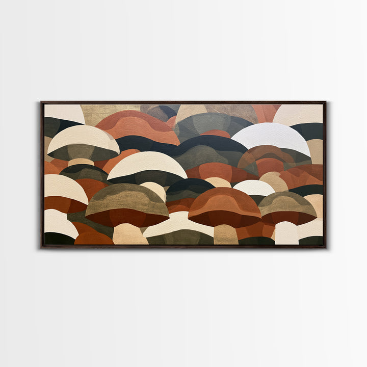 Simple Mushroom and Moss Forest Study Canvas Print, Scandinavian Art, Original Painting, Living Room Decor, Fine Art, Nordic, SCA-2x1-68