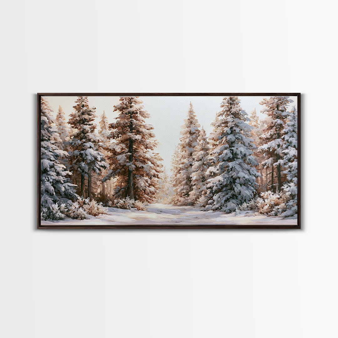 Snowy Nordic Forest Canvas Print, Scandinavian Art, Canvas Print, Living Room Decor, Fine Art, Nordic, Textured Painting, SCA-2x1-69