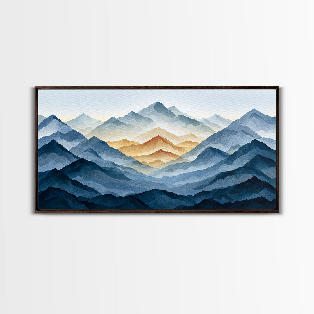 Muted Mountain Layers Canvas Print, Scandinavian Art, Farmhouse Decor, Living Room Decor, Fine Art, Nordic, Gallery Decor, SCA-2x1-76