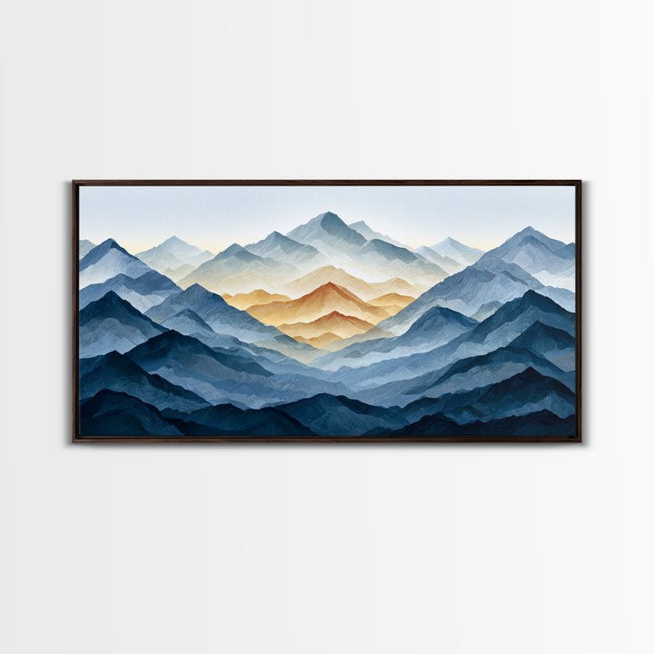 Muted Mountain Layers Canvas Print, Scandinavian Art, Farmhouse Decor, Living Room Decor, Fine Art, Nordic, Gallery Decor, SCA-2x1-76