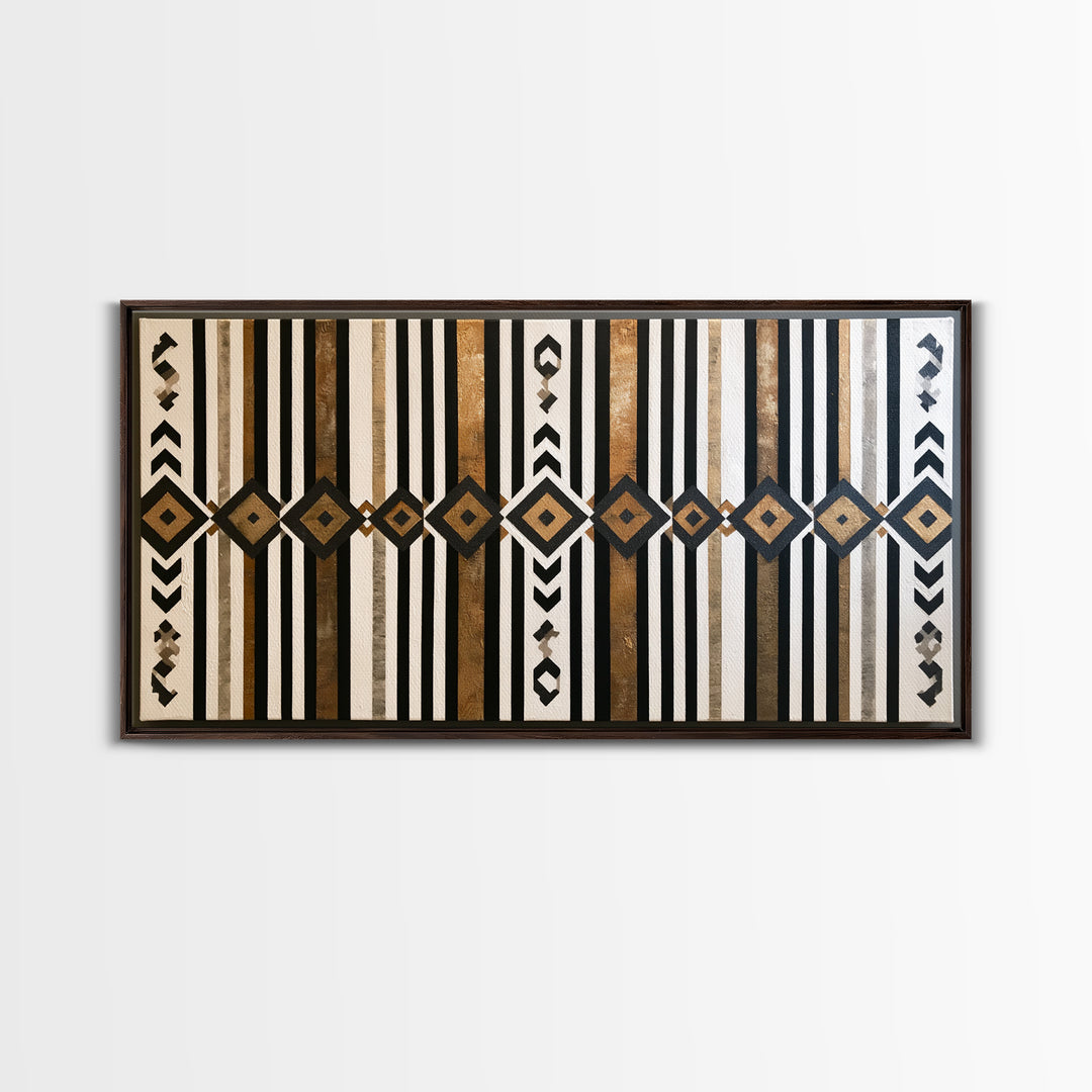 Scandinavian Textile Pattern Framed Canvas Print, Scandinavian Art, Abstract Wall Art, Living Room Decor, Fine Art, Nordic, SCA-2x1-84