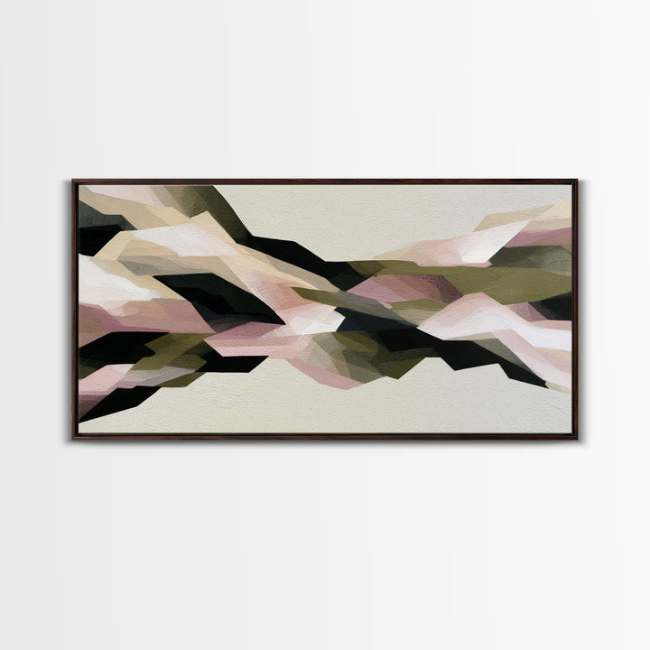 Winter Cabin Smoke Framed Canvas Print, Scandinavian Art, Oil Painting, Living Room Decor, Fine Art, Nordic, Boho Wall Decor, SCA-2x1-86