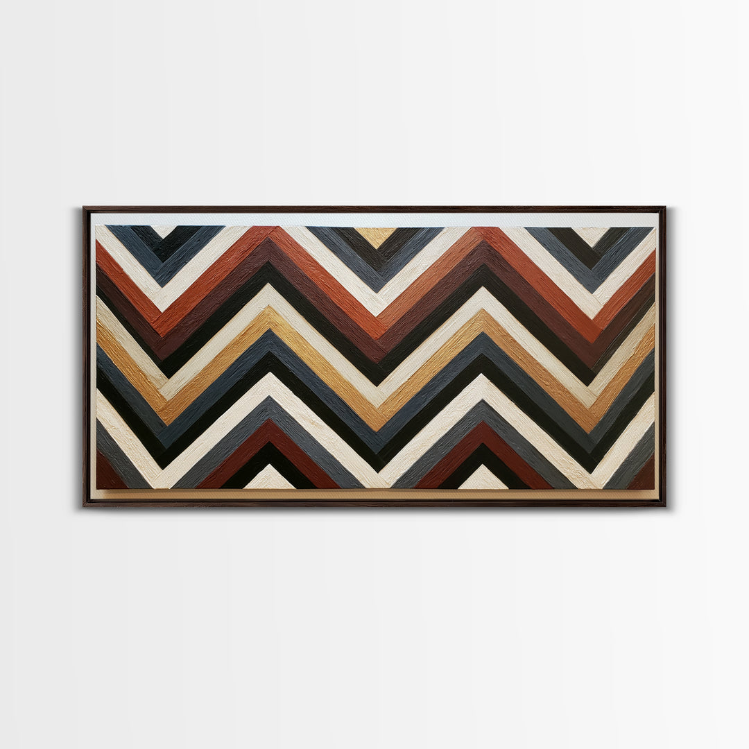 Herringbone Monochrome Pattern Framed Canvas Print, Scandinavian Art, Digital Wall Art, Living Room Decor, Oil Painting, Nordic, SCA-2x1-90