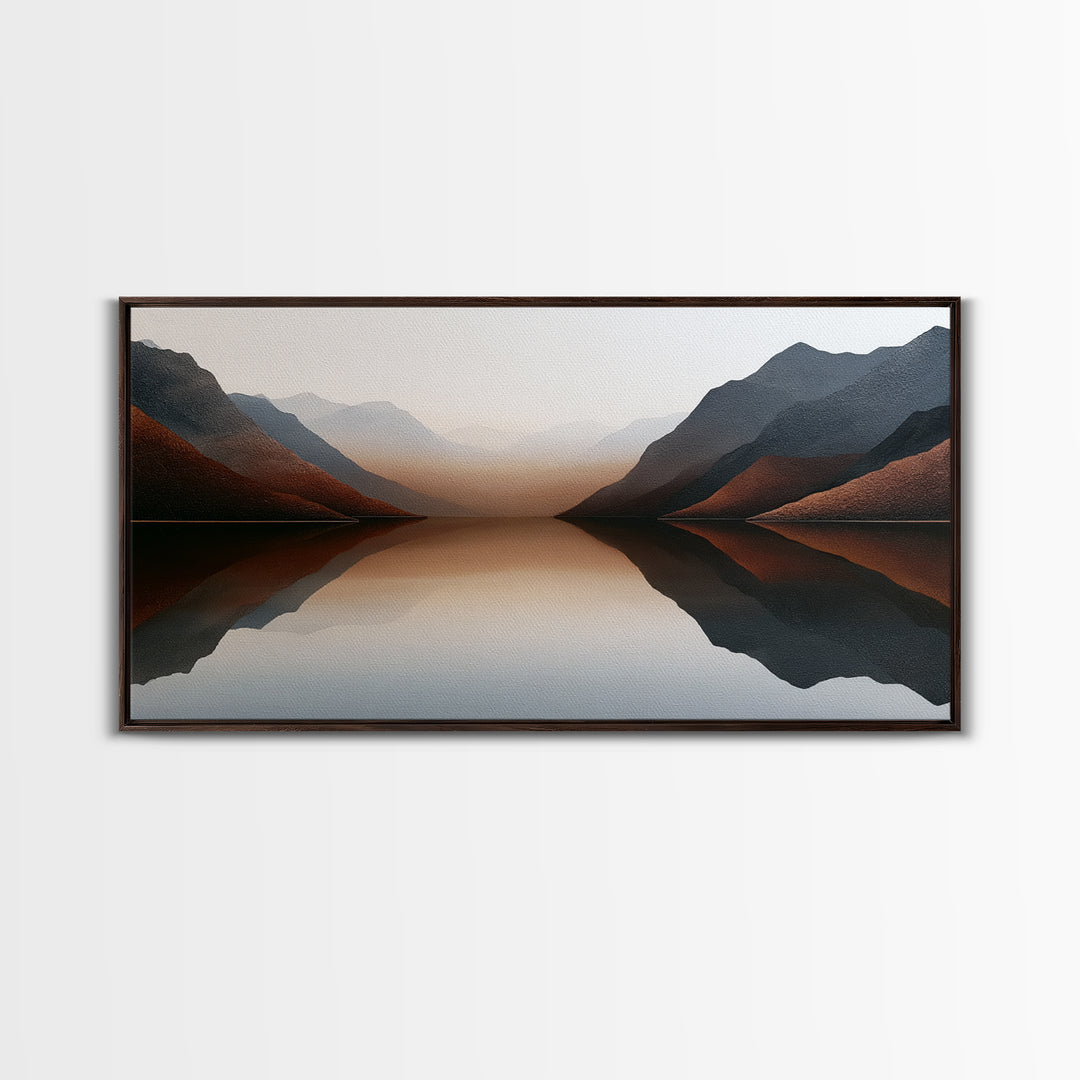 Minimal Fjord Landscape Canvas Print, Scandinavian Art, Living Room Decor, Oil Painting, Nordic, Living Room Wall Art, SCA-2x1-94