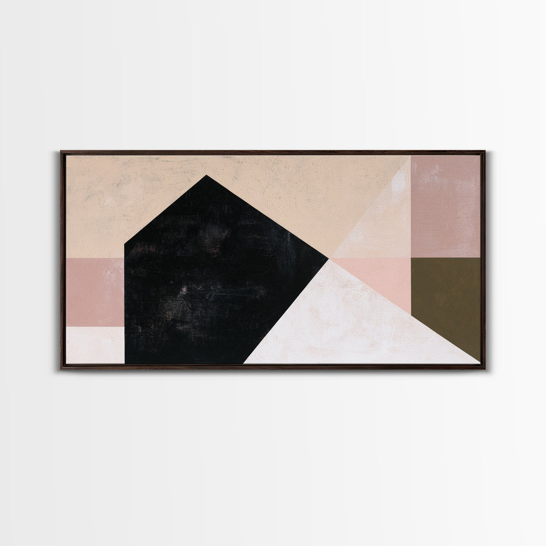 Simple Black House Shape Framed Canvas Print, Scandinavian Art, Modern Wall Art, Living Room Decor, Abstract Art, Nordic, SCA-2x1-99