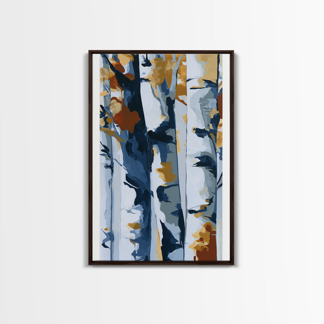 Birch Tree Trunks Framed Canvas Print, Scandinavian Art, Abstract Wall Art, Living Room Decor, Abstract Art, Nordic, SCA-2x3-17