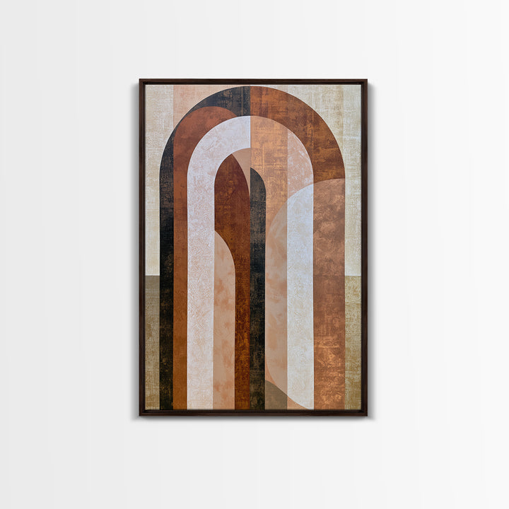 Abstract Arch Shapes Framed Canvas Print, Scandinavian Art, Mid Century Modern, Living Room Decor, Nordic, Boho Wall Art, SCA-2x3-22