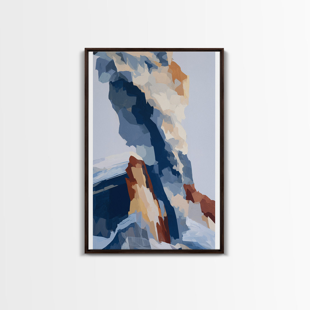 Winter Cabin Smoke Framed Canvas Print, Scandinavian Art, Wall Decor, Living Room Decor, Abstract Art, Nordic, Canvas Art, SCA-2x3-26