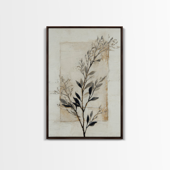 Single Black Branch on Warm White Background Canvas Print, Scandinavian Art, Gallery Decor, Living Room Decor, Nordic, SCA-2x3-28