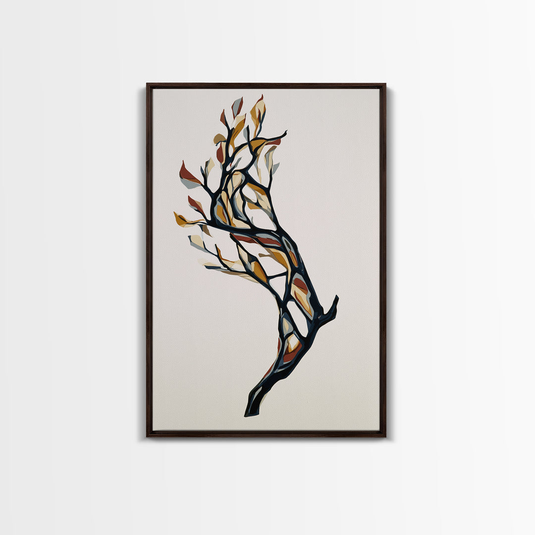 Single Black Branch on Warm White Background Canvas Print, Scandinavian Art, Mid Century Modern, Living Room Decor, Nordic, SCA-2x3-4