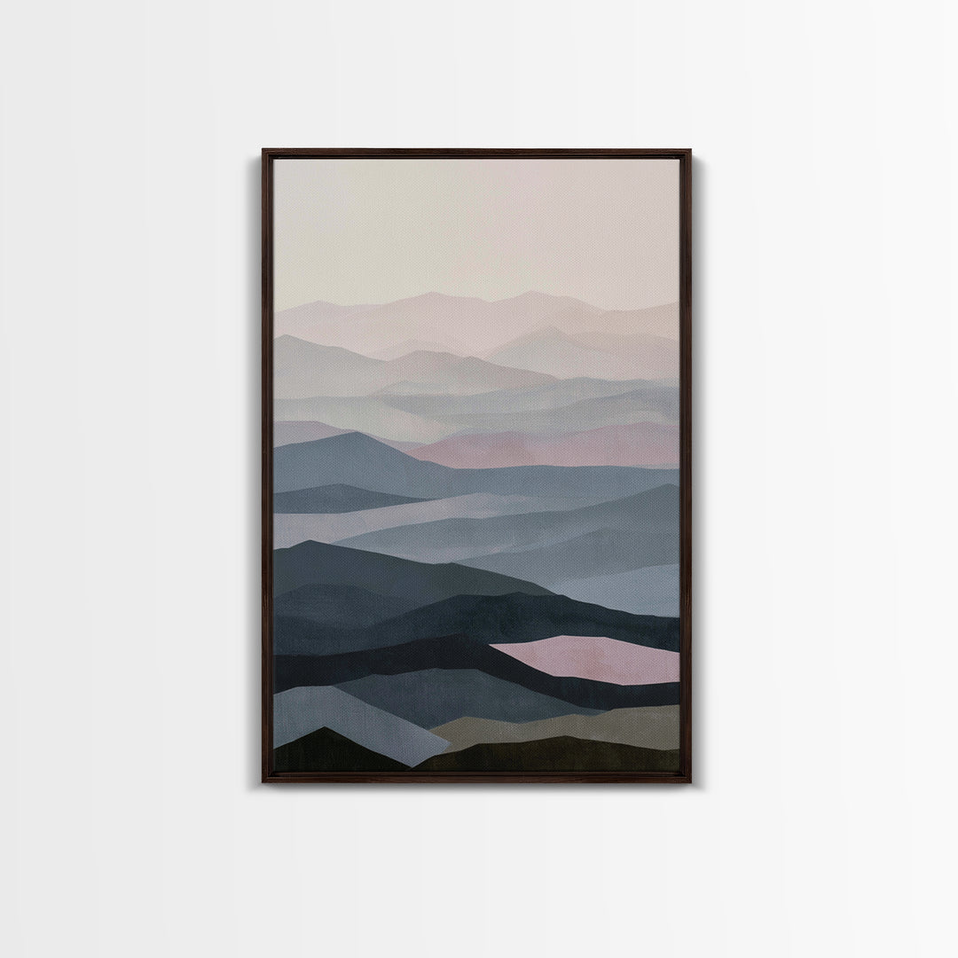 Muted Mountain Layers Canvas Print, Scandinavian Art, Christmas Decor, Living Room Decor, Fine Art, Nordic, Wall Art Print, SCA-2x3-40