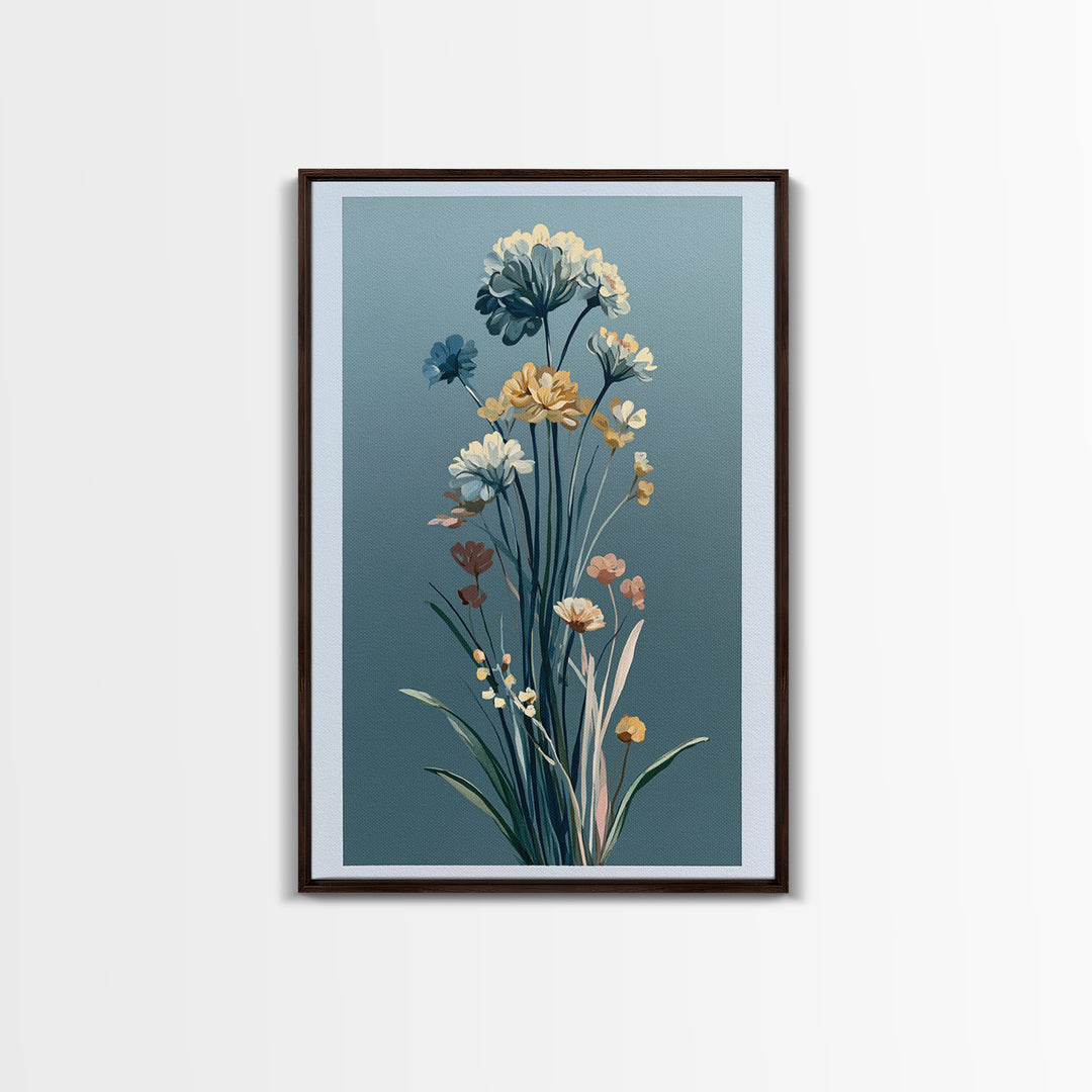 Minimal Meadow Flowers Framed Canvas Print, Scandinavian Art, Printable Wall Art, Living Room Decor, Fine Art, Nordic, SCA-2x3-42