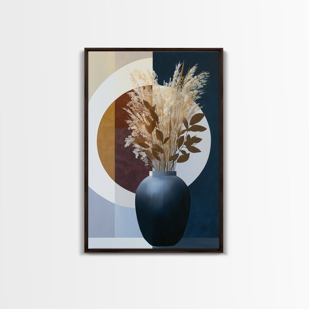 Ceramic Vase with Dried Grasses Canvas Print, Scandinavian Art, Boho Wall Art, Living Room Decor, Nordic, Modern Decor, SCA-2x3-45