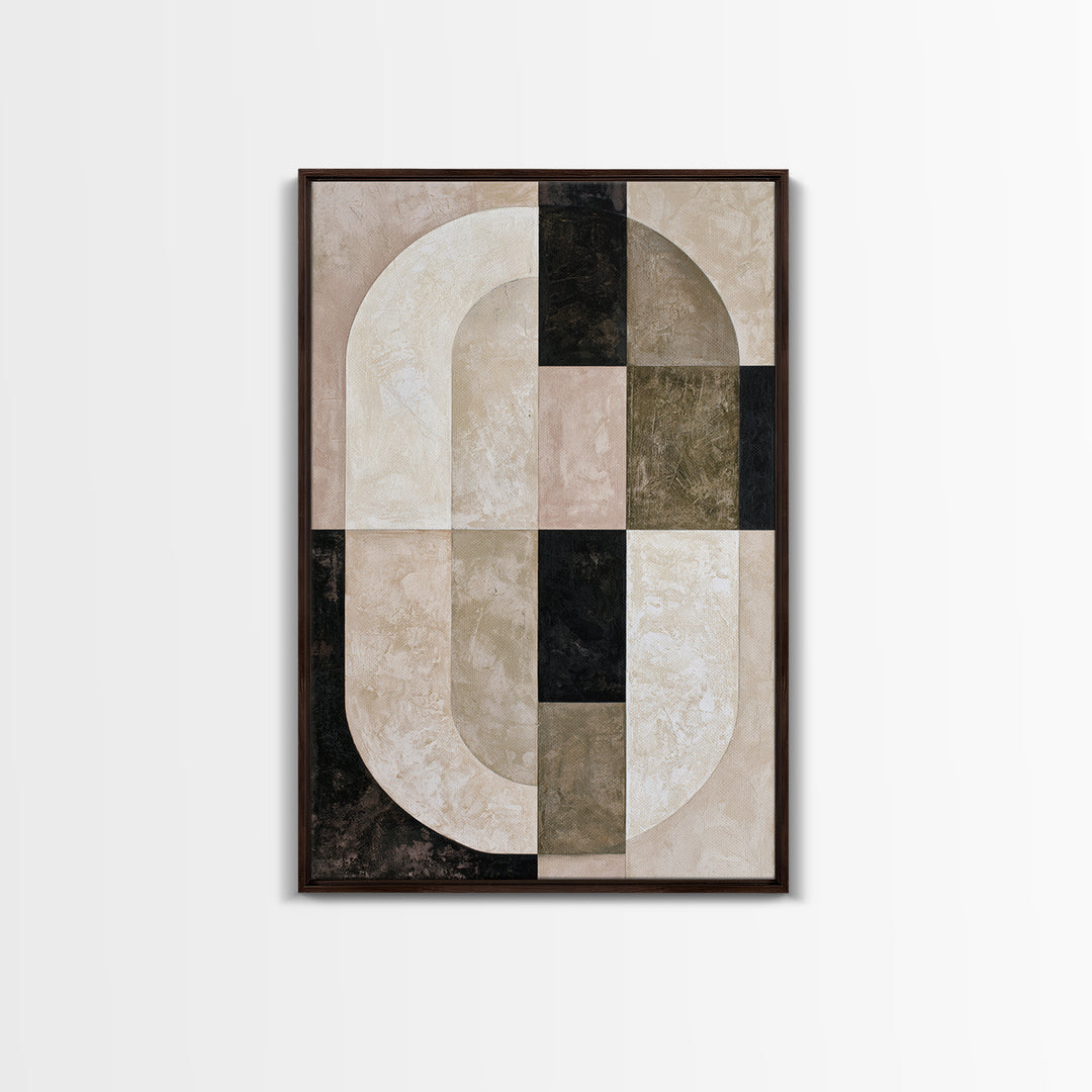 Abstract Arch Shapes Framed Canvas Print, Scandinavian Art, Mid Century Modern, Living Room Decor, Nordic, Boho Wall Art, SCA-2x3-46