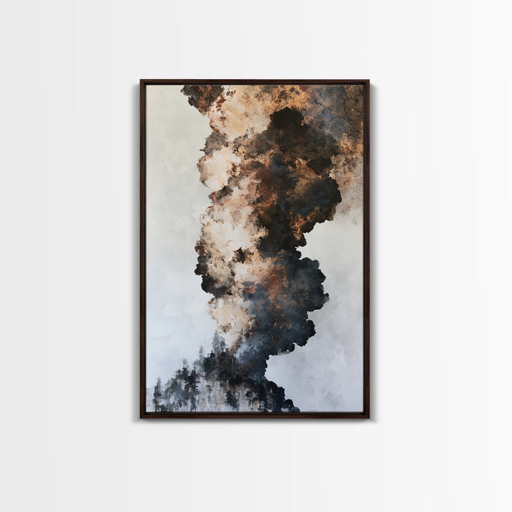 Winter Cabin Smoke Canvas Print, Scandinavian Art, Christmas Decor, Living Room Decor, Fine Art, Nordic, Wall Art Print, SCA-2x3-50