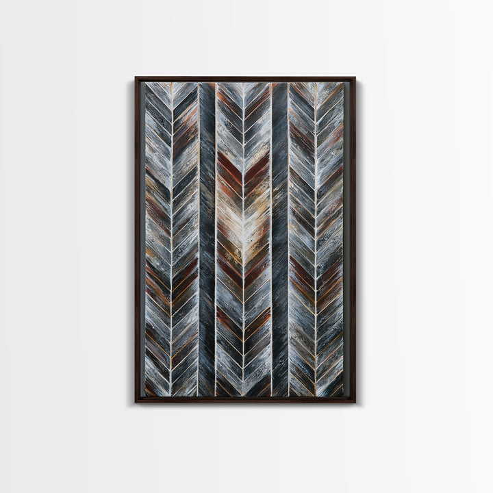 Herringbone Monochrome Pattern Framed Canvas Print, Scandinavian Art, Decor, Living Room Decor, Fine Art, Nordic, Printable Art, SCA-2x3-6