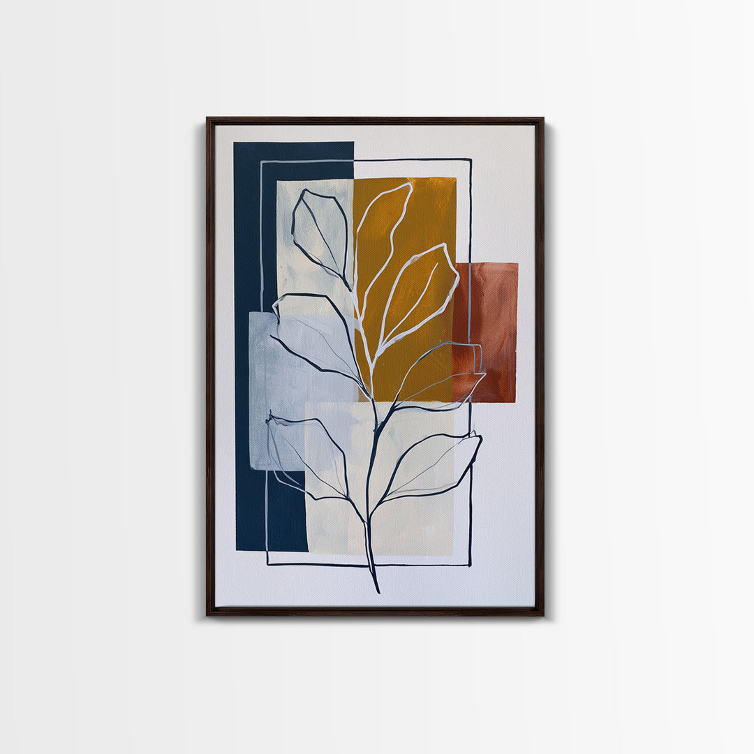 Pale Oak Botanical Line Drawing Canvas Print, Scandinavian Art, Boho Decor, Living Room Decor, Fine Art, Nordic, Luxury Decor, SCA-2x3-61