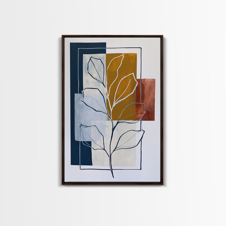 Pale Oak Botanical Line Drawing Canvas Print, Scandinavian Art, Boho Decor, Living Room Decor, Fine Art, Nordic, Luxury Decor, SCA-2x3-61