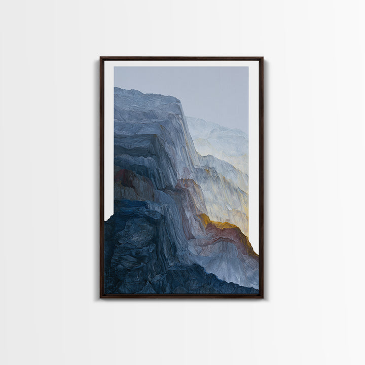 Muted Mountain Layers Framed Canvas Print, Scandinavian Art, Abstract Art, Living Room Decor, Nordic, Abstract Painting, SCA-2x3-64
