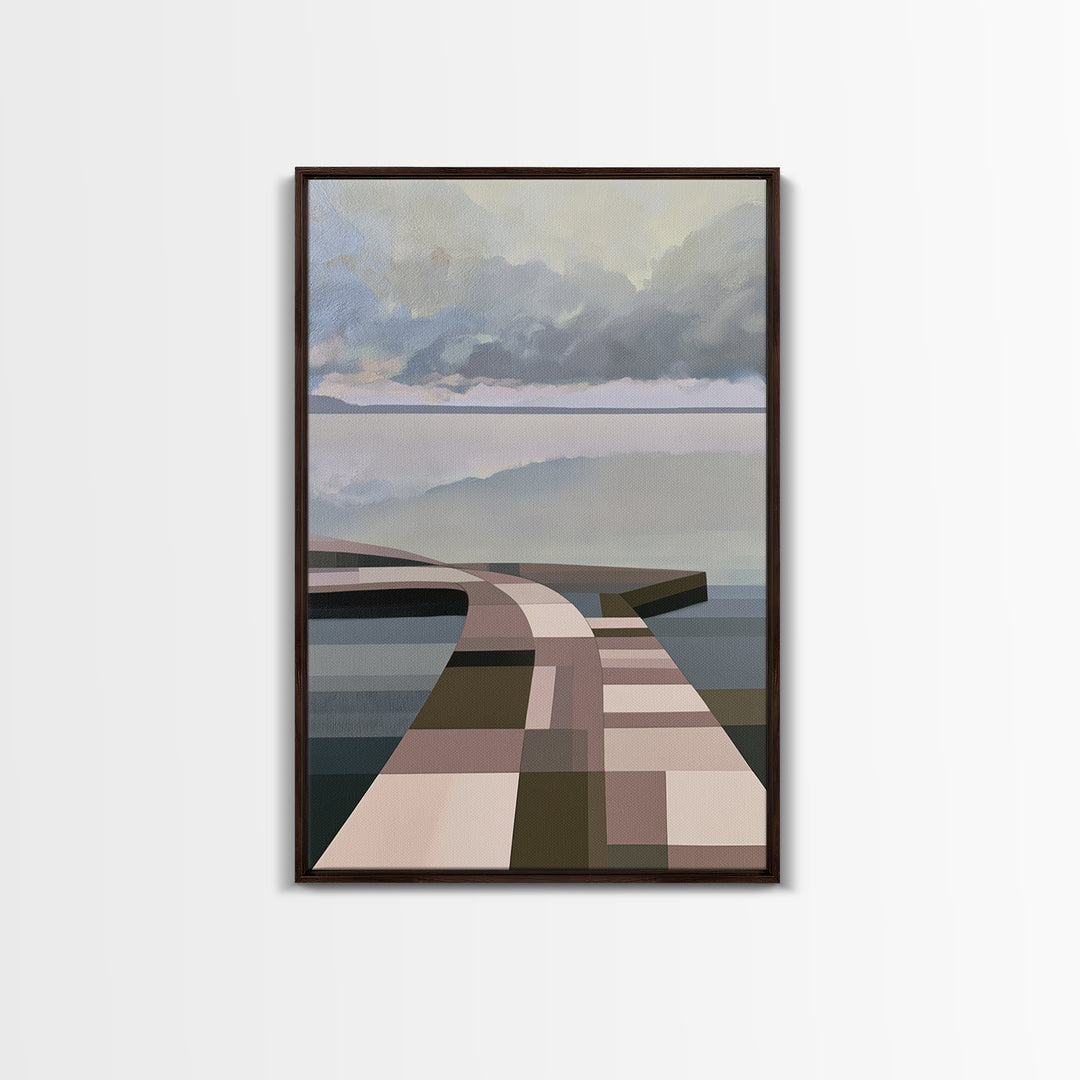 Calm Lake Dock Canvas Print, Scandinavian Art, Modern Art, Living Room Decor, Oil Painting, Nordic, Contemporary Art, SCA-2x3-71