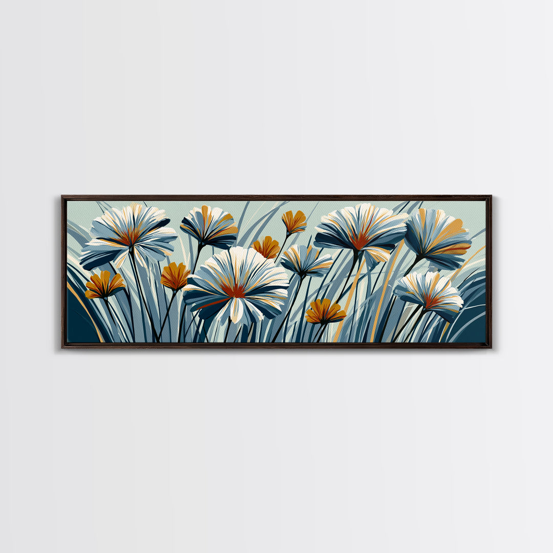Minimal Meadow Flowers Canvas Print, Scandinavian Art, Boho Wall Art, Living Room Decor, Fine Art, Nordic, Modern Decor, SCA-3x1-26