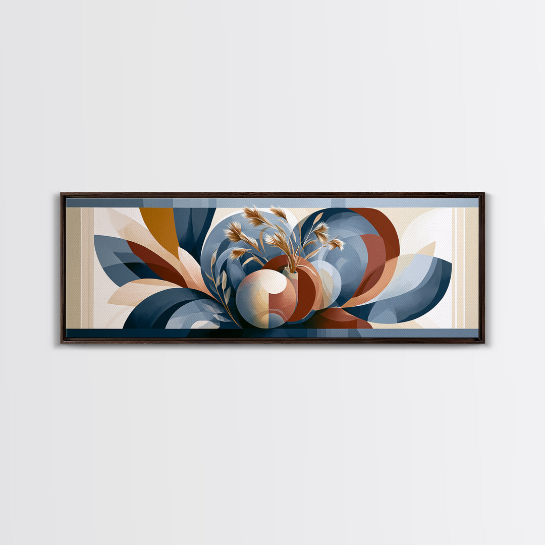 Ceramic Vase with Dried Grasses Canvas Print, Scandinavian Art, Floral Wall Art, Living Room Decor, Oil Painting, Nordic, SCA-3x1-29