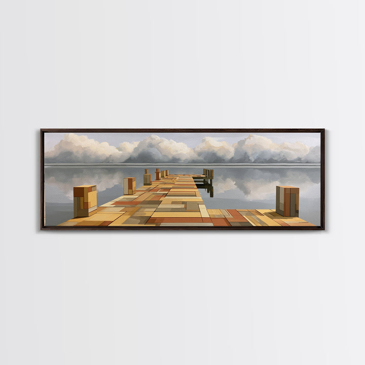 Calm Lake Dock Canvas Print, Scandinavian Art, Home Decor, Living Room Decor, Fine Art, Nordic, Wall Hanging, Abstract Art, SCA-3x1-31