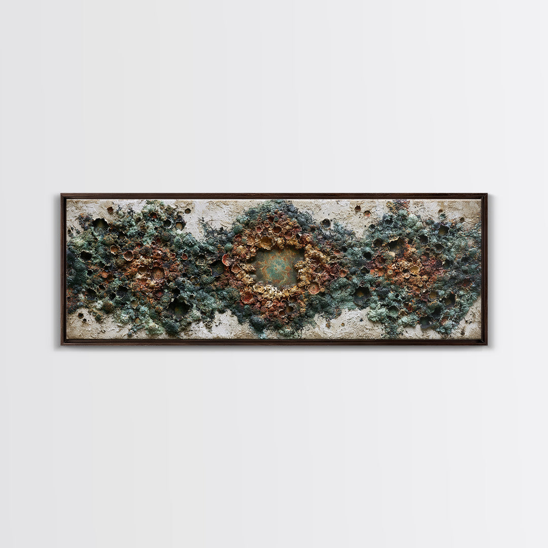 Simple Mushroom and Moss Forest Study Canvas Print, Scandinavian Art, Modern Decor, Living Room Decor, Oil Painting, Nordic, SCA-3x1-40
