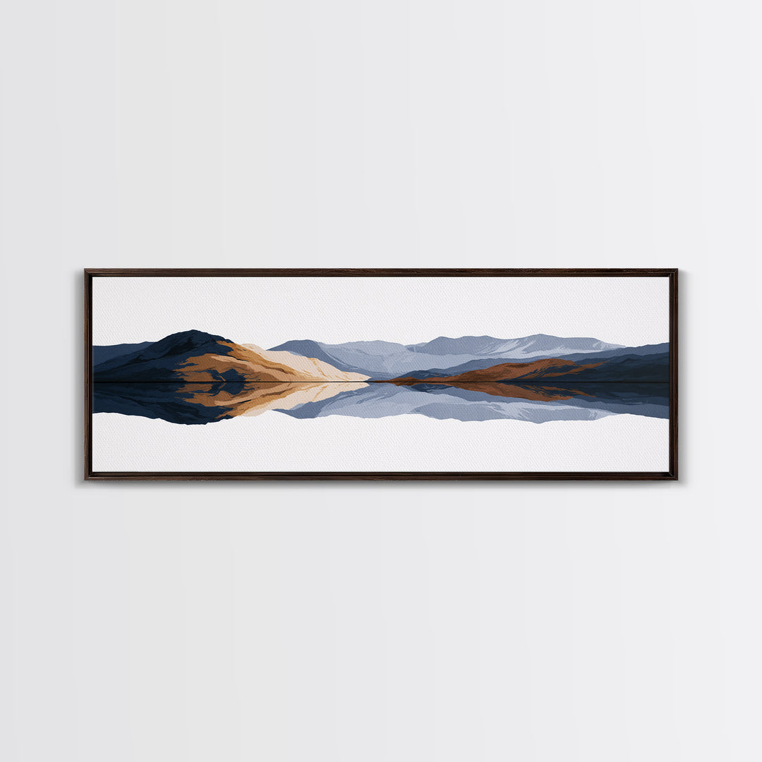Minimal Fjord Landscape Canvas Print, Scandinavian Art, Boho Decor, Living Room Decor, Fine Art, Nordic, Luxury Decor, SCA-3x1-42