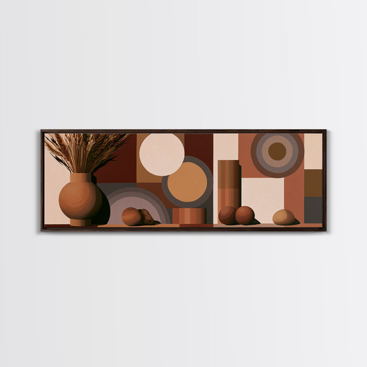 Ceramic Vase with Dried Grasses Framed Canvas Print, Scandinavian Art, Fine Art Print, Living Room Decor, Fine Art, Nordic, SCA-3x1-53