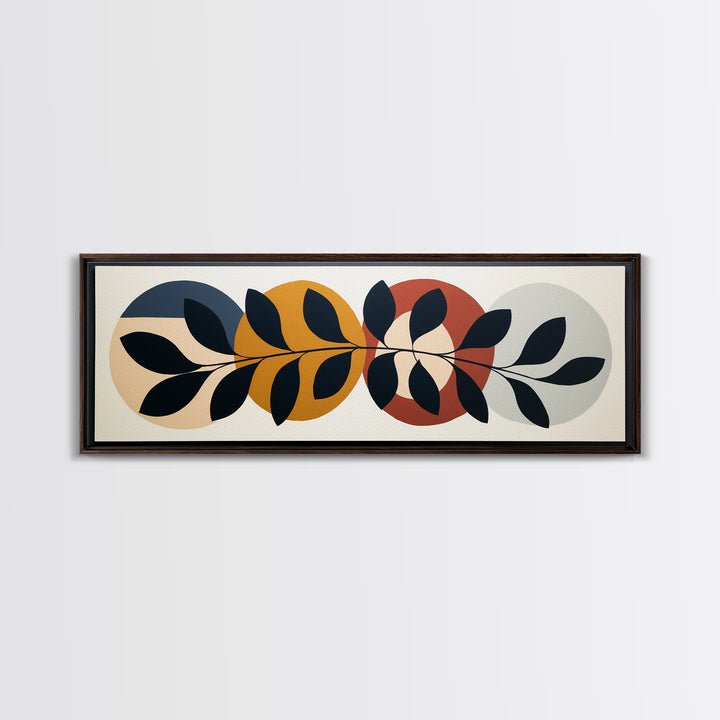 Single Black Branch on Warm White Background Framed Canvas Print, Scandinavian Art, Room Decor, Living Room Decor, Oil Painting, SCA-3x1-60