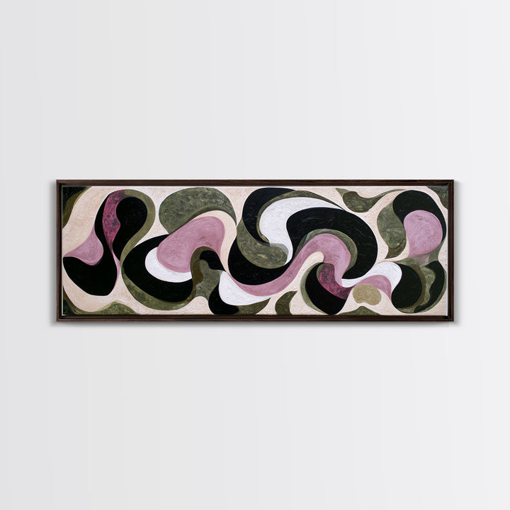 Simple Mushroom and Moss Forest Study Framed Canvas Print, Scandinavian Art, Textured Painting, Living Room Decor, Nordic, SCA-3x1-64